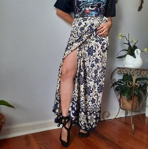 Vintage tropical print wrap skirt